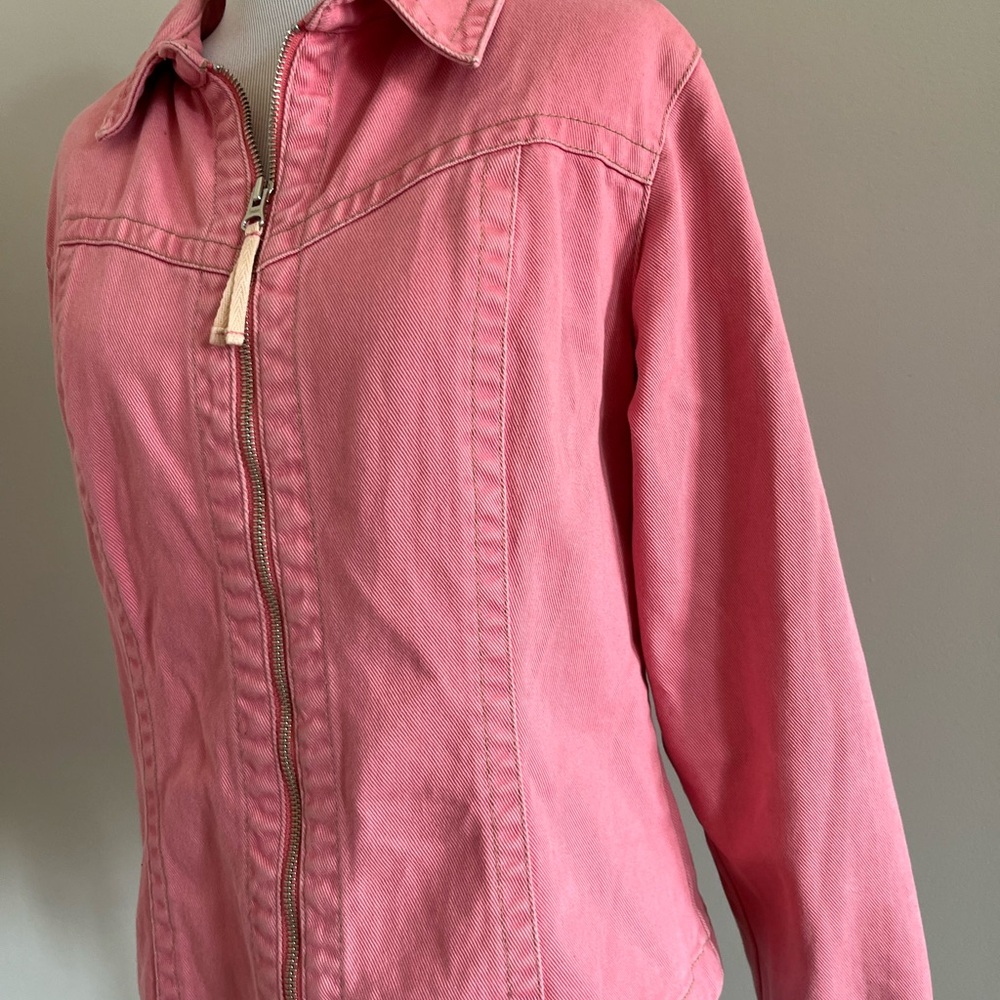 CAbi Pink Denim Zip Front Jacket Size Medium Style 254 - Picture 9 of 14